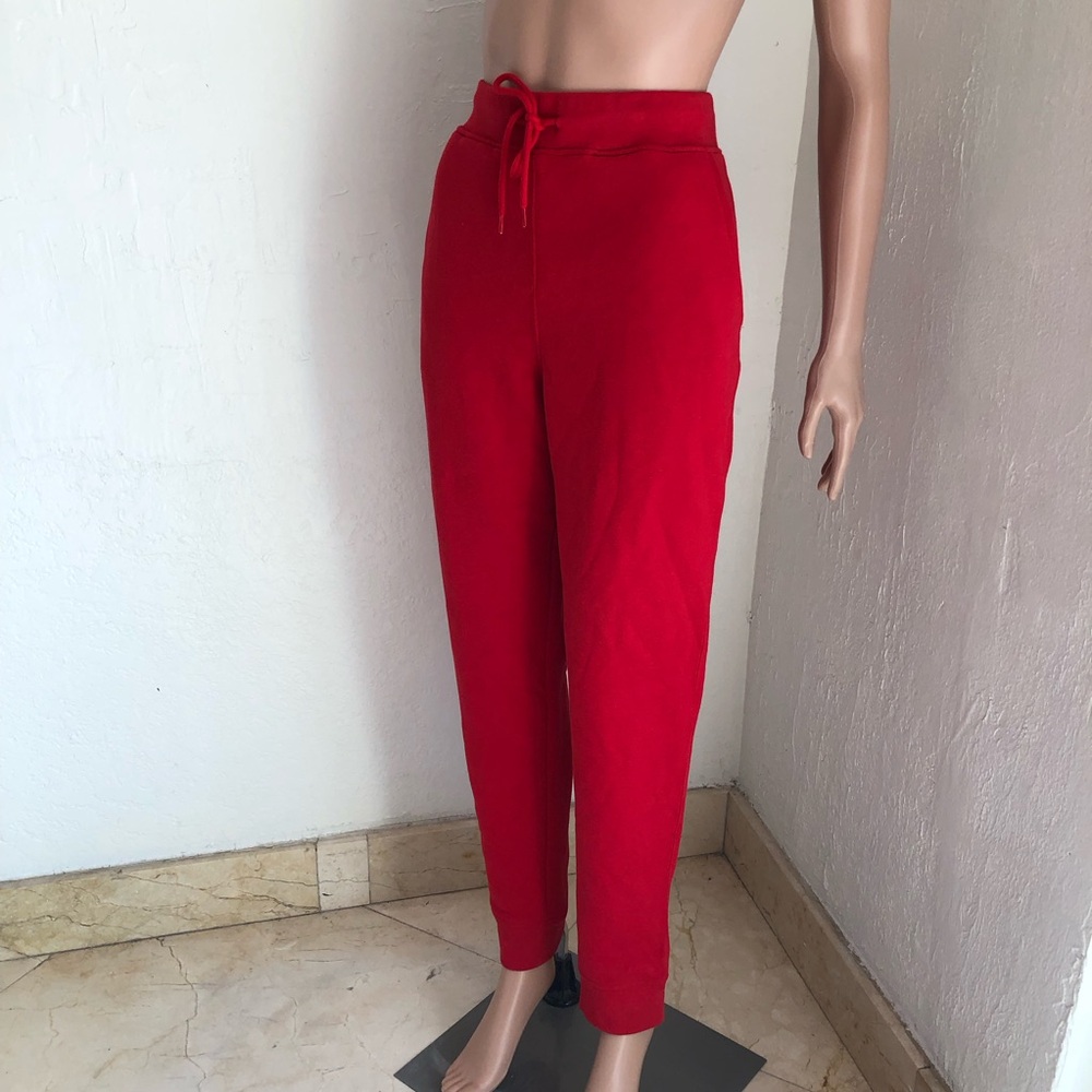 Berkeley Jensen Red Fleece Cuffed Joggers Sweatpants Women’s Size M Drawstring - Picture 5 of 16